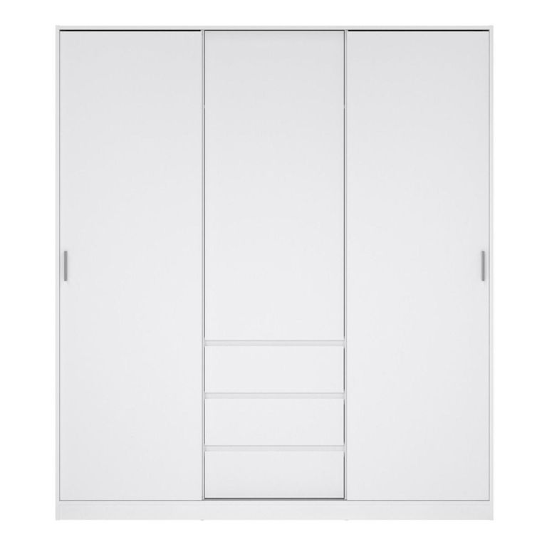 Naia Wardrobe - 3 Door - 3 Drawer - White Gloss