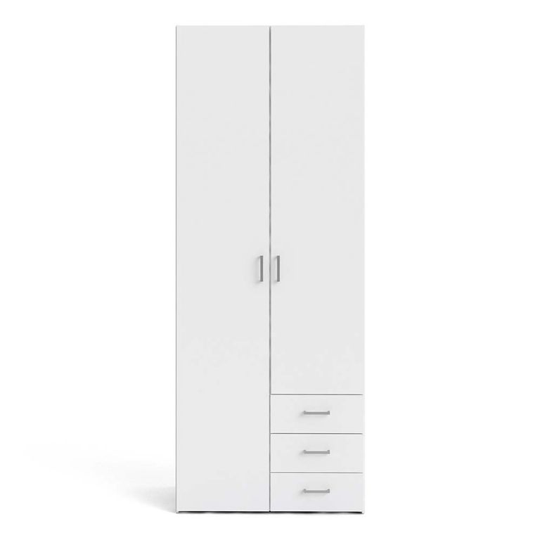 Space Wardrobe - 2 Door - 3 Drawer - White