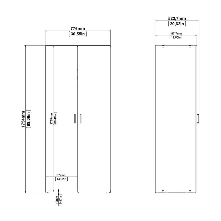 Space Wardrobe - 2 Door - White