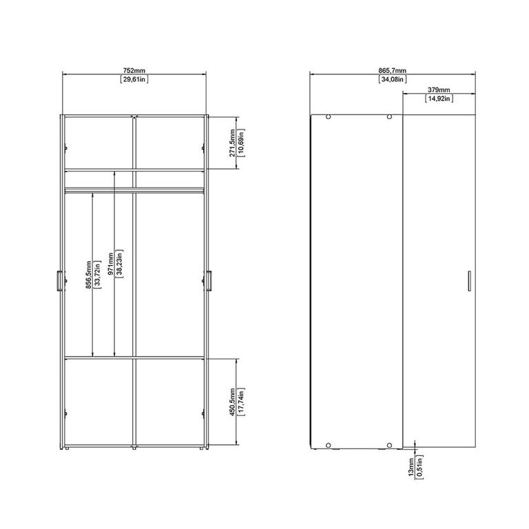 Space Wardrobe - 2 Door - White