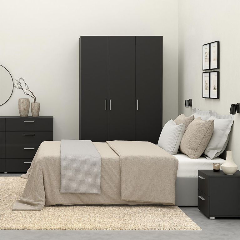 Paris Wardrobe - 3 Door - Black
