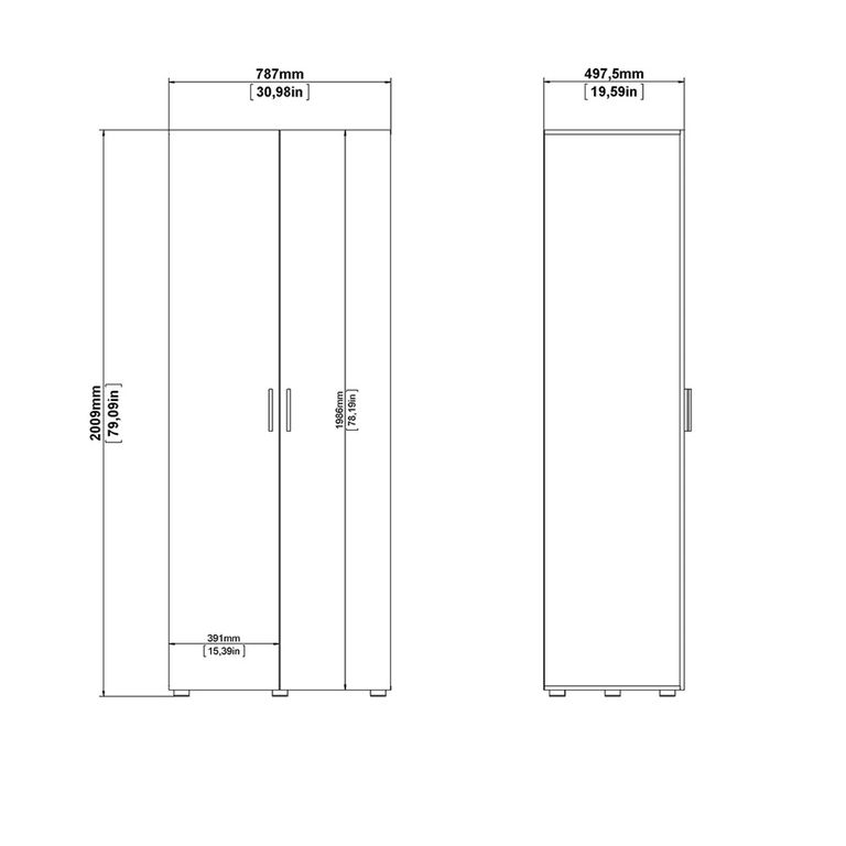 Pepe Wardrobe - 2 Door - Oak and White Gloss