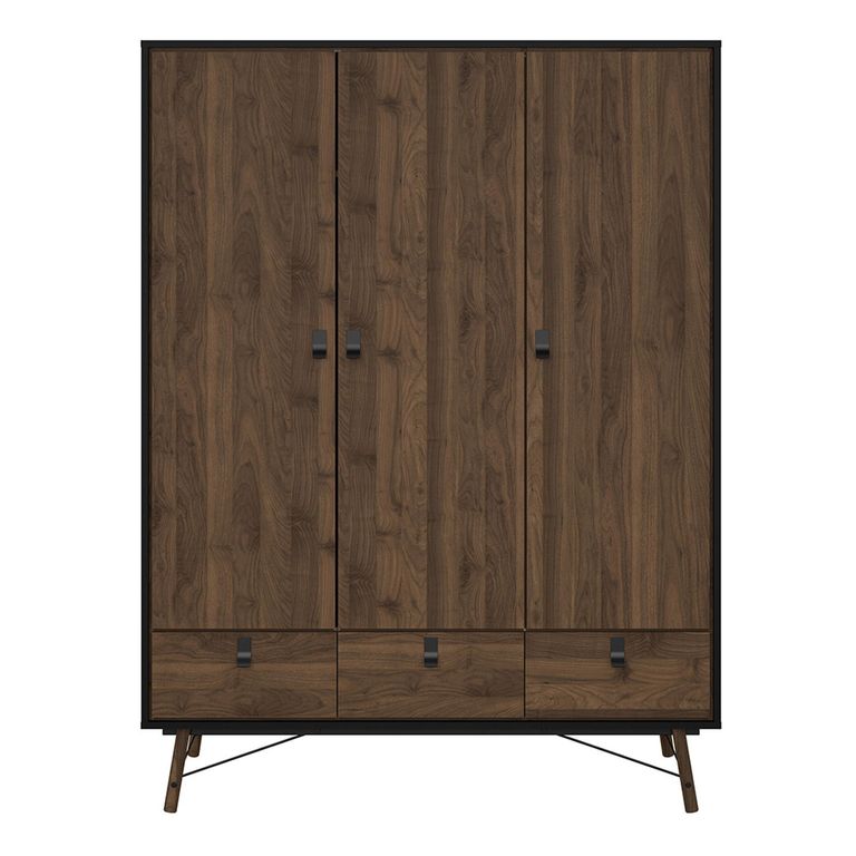Ry Wardrobe - 3 Door - 3 Drawer - Black