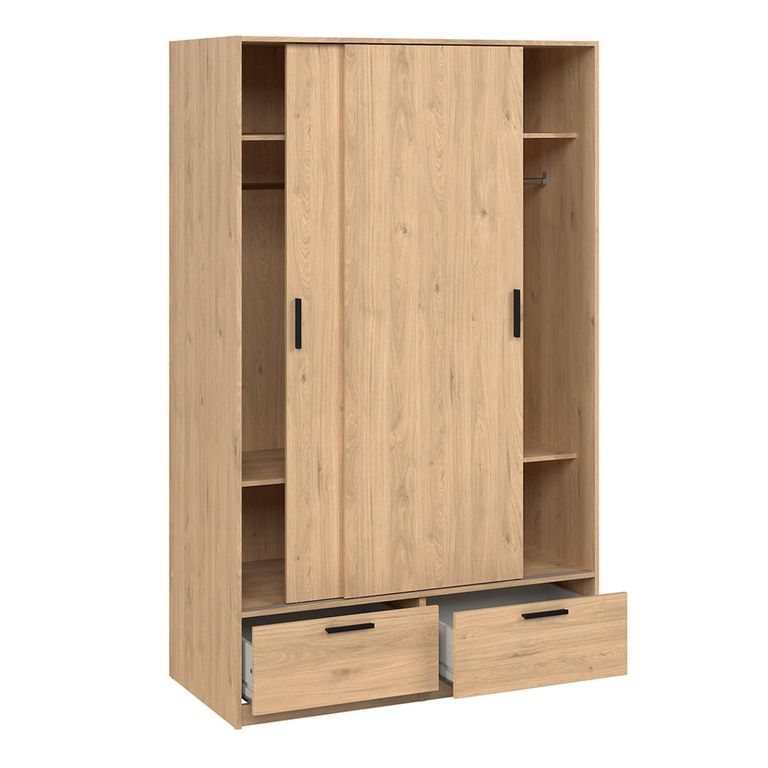 Line Wardrobe - 2 Door - 2 Drawer - Sliding - Oak