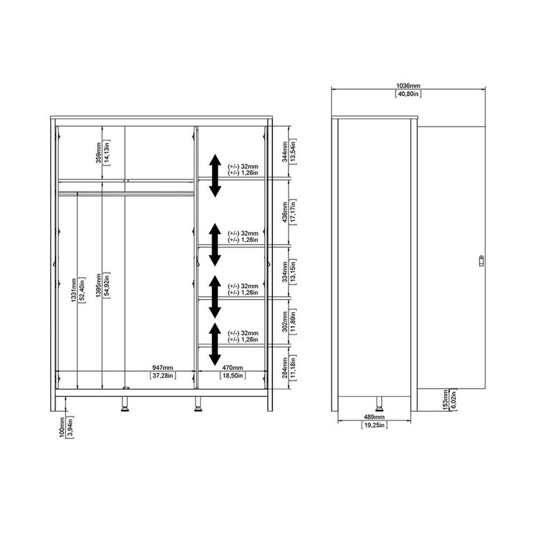 Barcelona Wardrobe - 3 Door - White