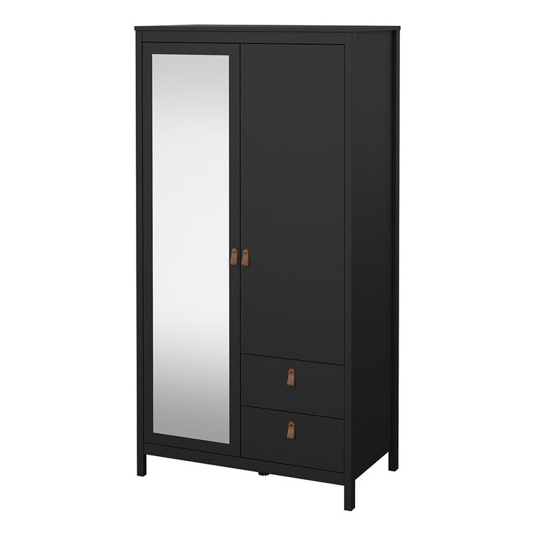 Barcelona Wardrobe - 2 Door - 2 Drawer - Combi - Black