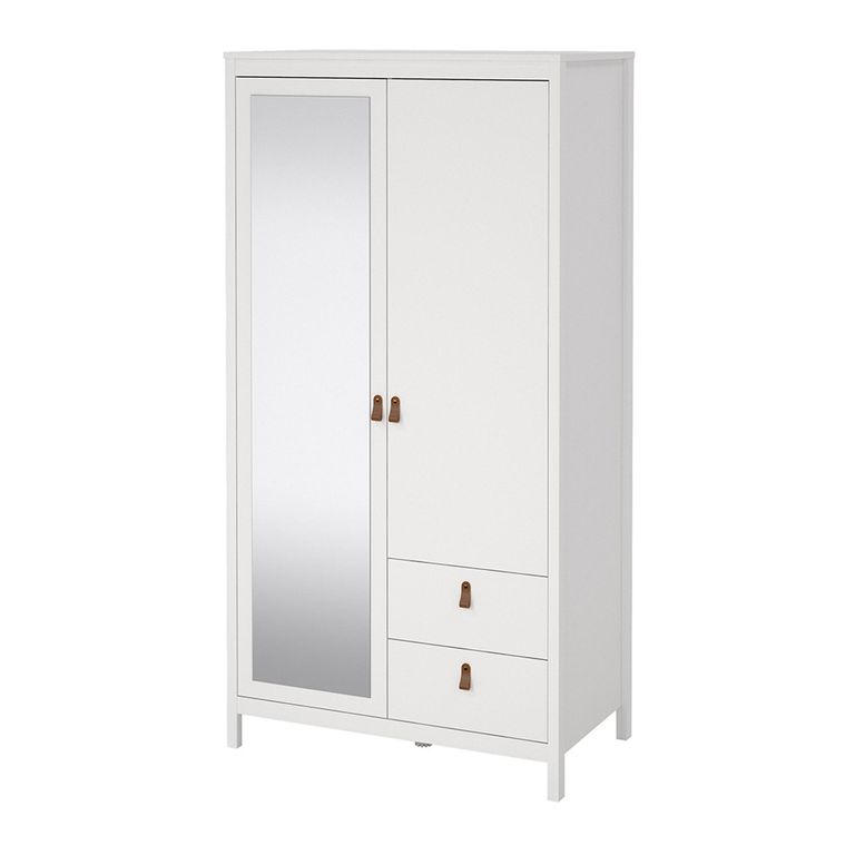 Barcelona Wardrobe - 2 Door - 2 Drawer - Combi - White