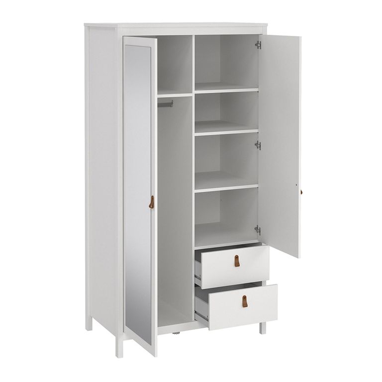 Barcelona Wardrobe - 2 Door - 2 Drawer - Combi - White