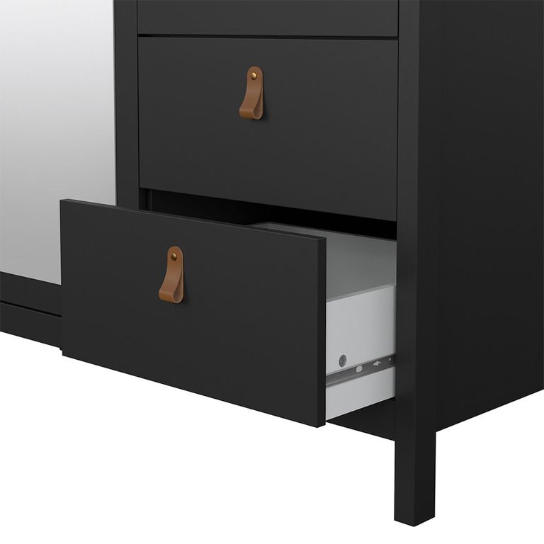 Barcelona Wardrobe - 3 Door - 2 Drawer - Combi - Black