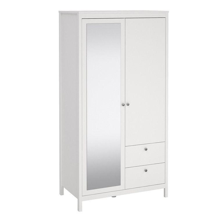 Madrid Wardrobe - 2 Door - 2 Drawer - Combi - White