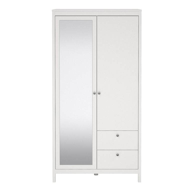 Madrid Wardrobe - 2 Door - 2 Drawer - Combi - White