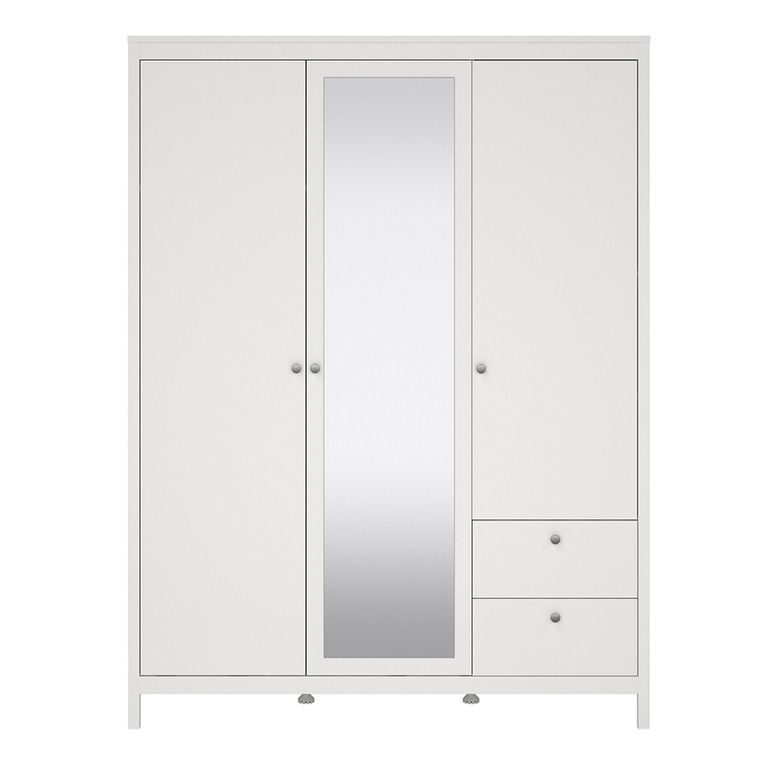 Madrid Wardrobe - 3 Door - 2 Drawer - Combi - White