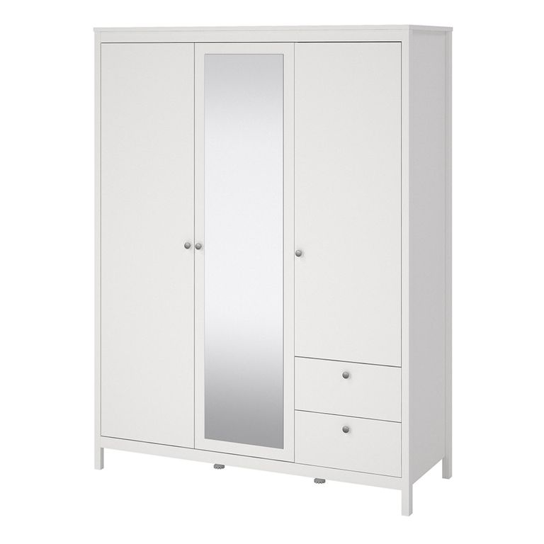Madrid Wardrobe - 3 Door - 2 Drawer - Combi - White