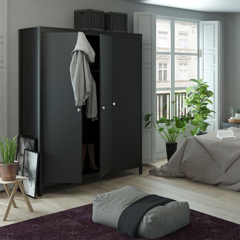 Madrid Wardrobe - 3 Door - Black