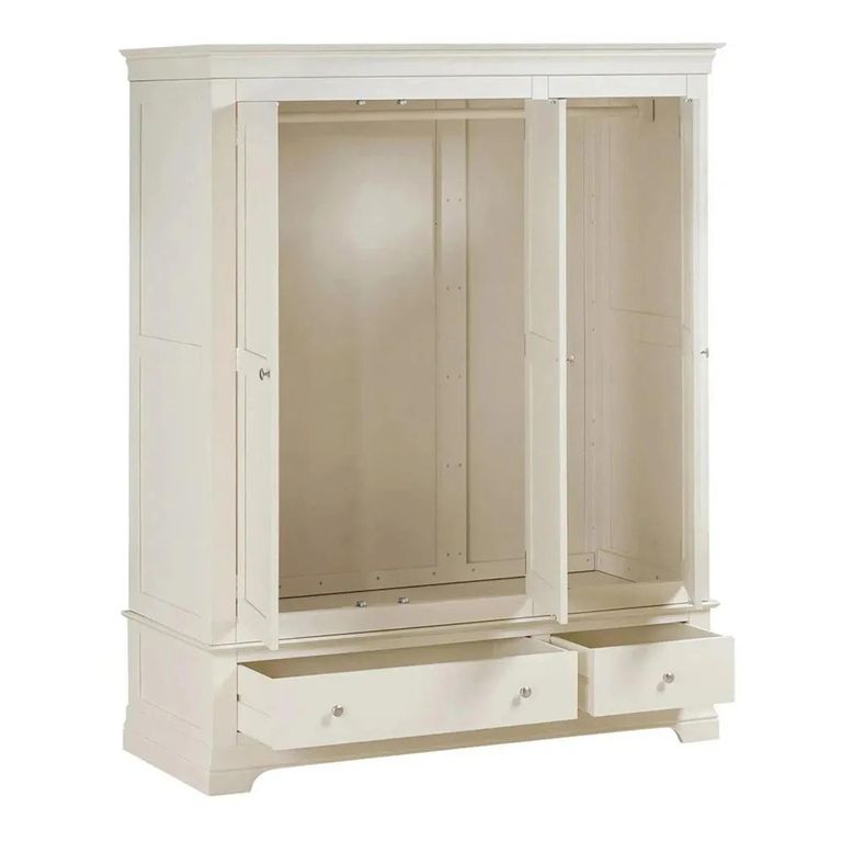 Paisley Wardrobe - 3 Door - 2 Drawer - Cream Painted