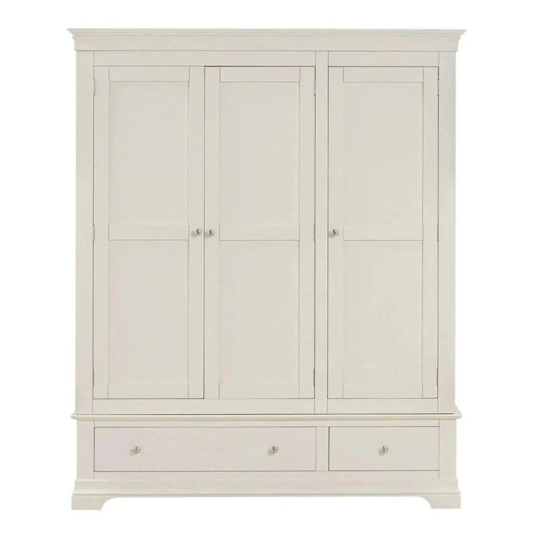 Paisley Wardrobe - 3 Door - 2 Drawer - Cream Painted
