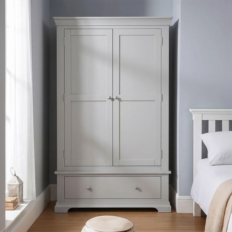 Paisley Wardrobe - 2 Door - 1 Drawer - Grey Painted