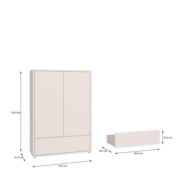 Alice Springs Wardrobe - 2 Door - 1 Drawer - Sand