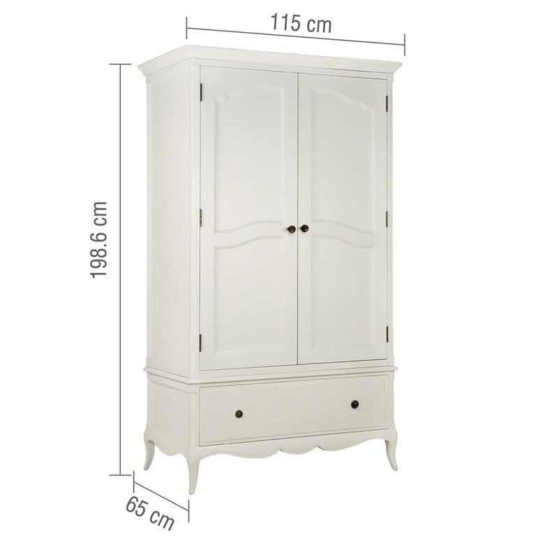 Amelie Wardrobe - 2 Door 1 Drawer - White