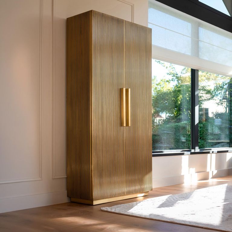Ironville Brass Ribbed 2 Door Hall Cupboard