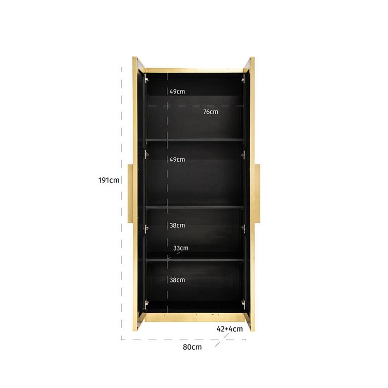 Ironville Brass Ribbed 2 Door Hall Cupboard