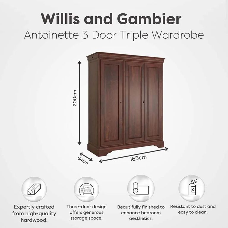 Antoinette Triple Wardrobe - 3 Door - Cherrywood