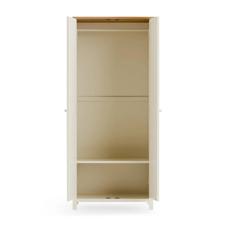 Coxmoor Wardrobe - 2 Door - Ivory Painted - Oak Top