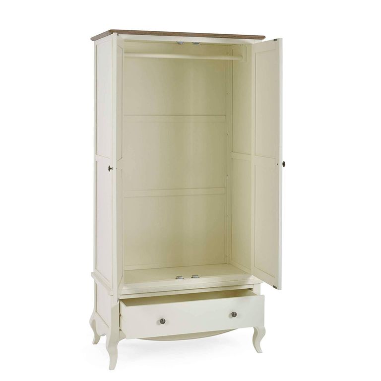 Camille Double Wardrobe - 2 Door - 1 Drawer - French Style - Ivory