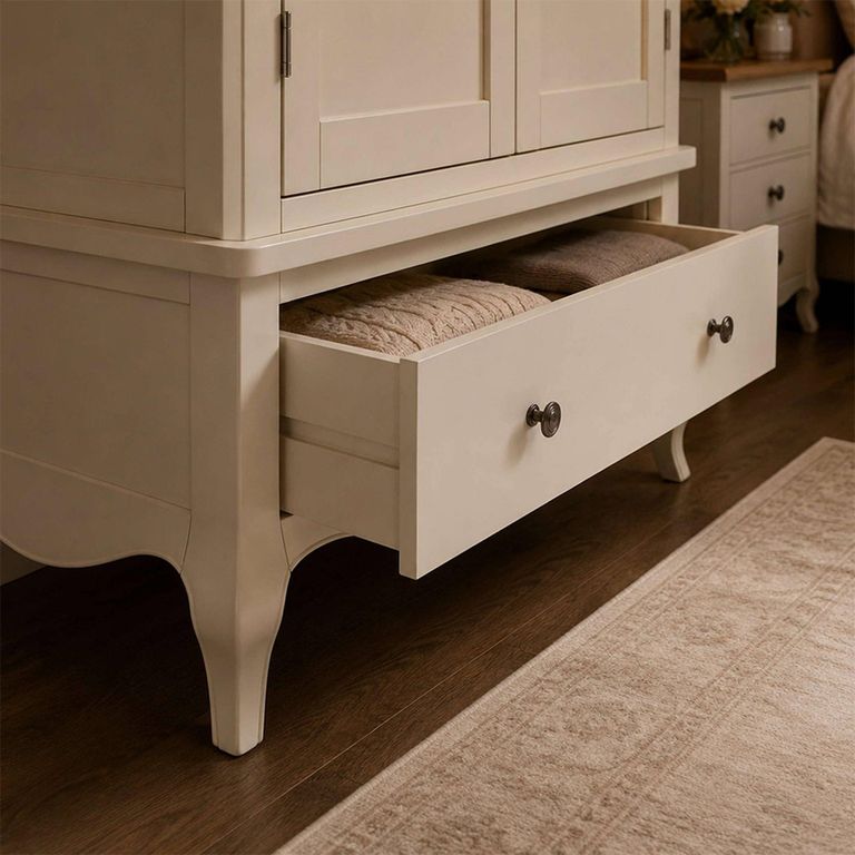 Camille Double Wardrobe - 2 Door - 1 Drawer - French Style - Ivory