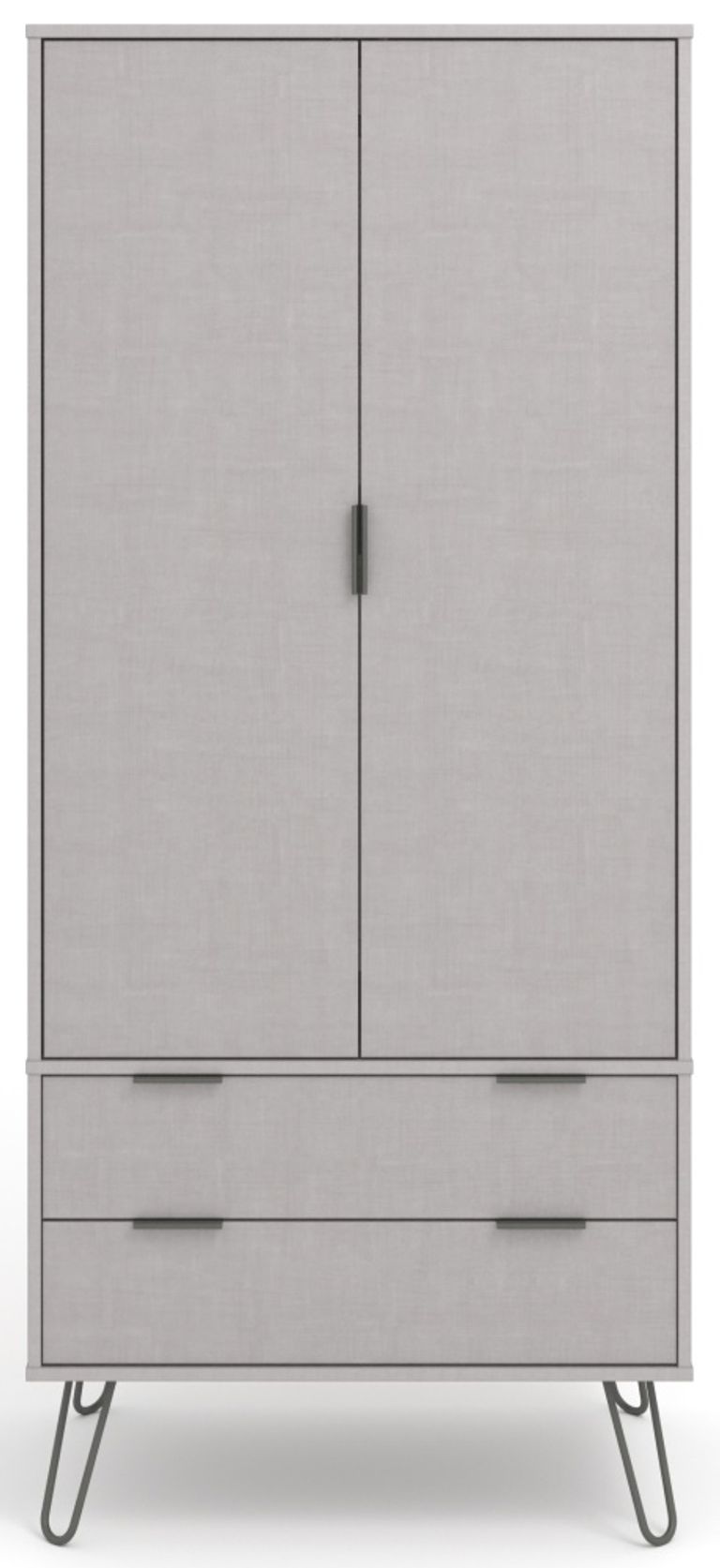 Augusta Grey 2 Door 2 Drawer Wardrobe with Hairpin Legs