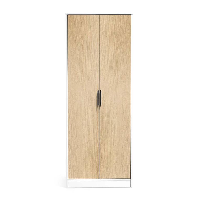 Alba White and Oak Wardrobe - 2 Door