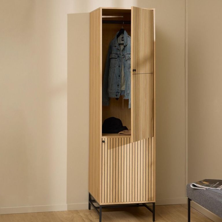 Albany Oak Ribbed 2 Door Narrow Wardrobe