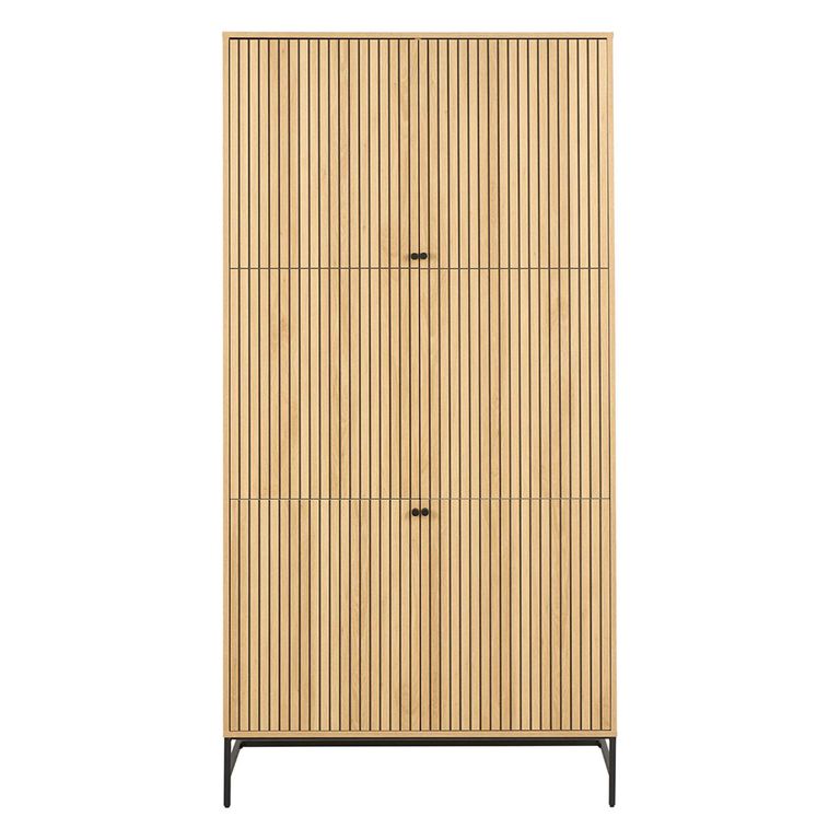 Albany Wardrobe - 4 Door - Ribbed Oak