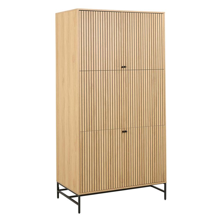 Albany Wardrobe - 4 Door - Ribbed Oak