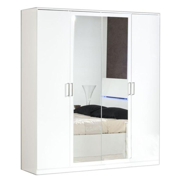 Ambra White Italian 4 Door Wardrobe with Mirrors