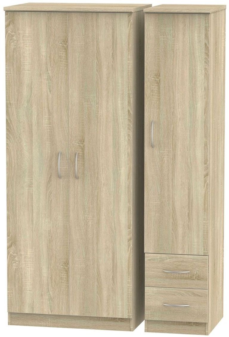 Avon Oak Effect 3 Door Triple Wardrobe - RHF 2 Drawers