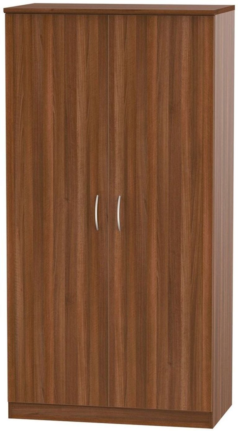 Avon Walnut Effect 2 Door Plain Wardrobe - H 182.5cm