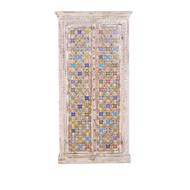 Awendaw Wardrobe - 2 Door - Mango Wood - White Washed