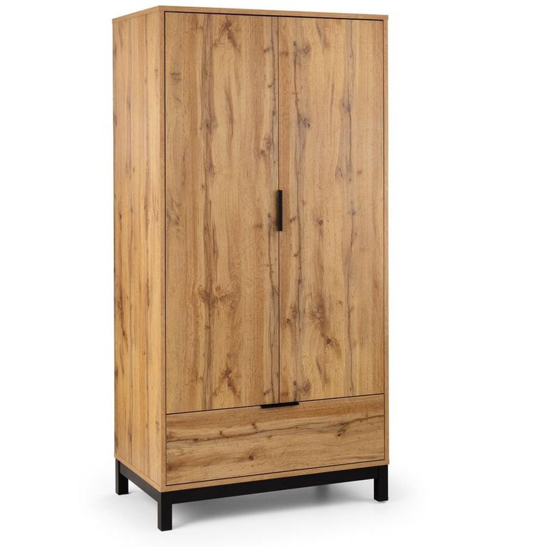 Bali Oak Double Wardrobe - 2 Door - 1 Drawer