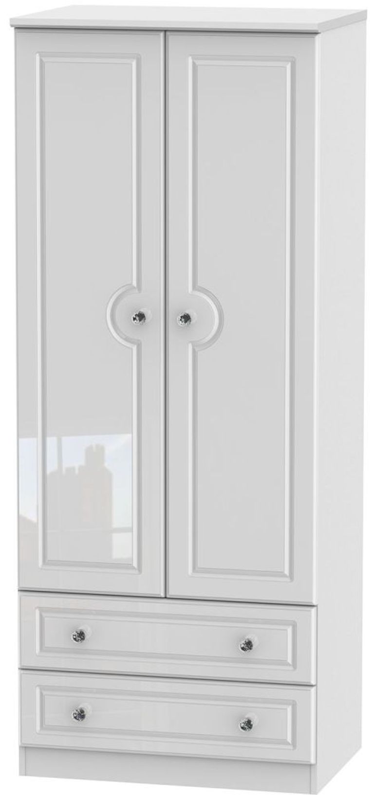 Balmoral White Gloss 2 Door 2 Drawer Double Wardrobe