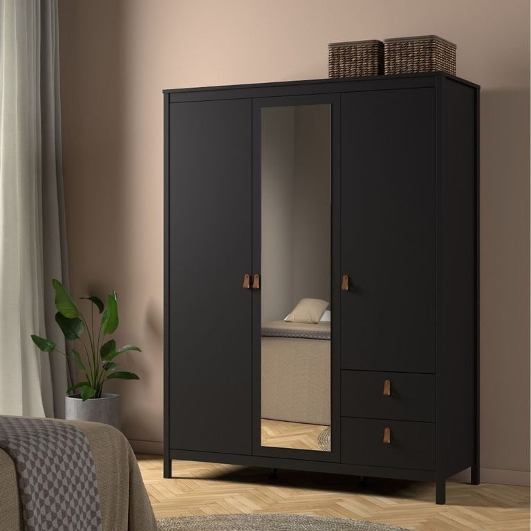 Barcelona Black 3 Door Combi Wardrobe
