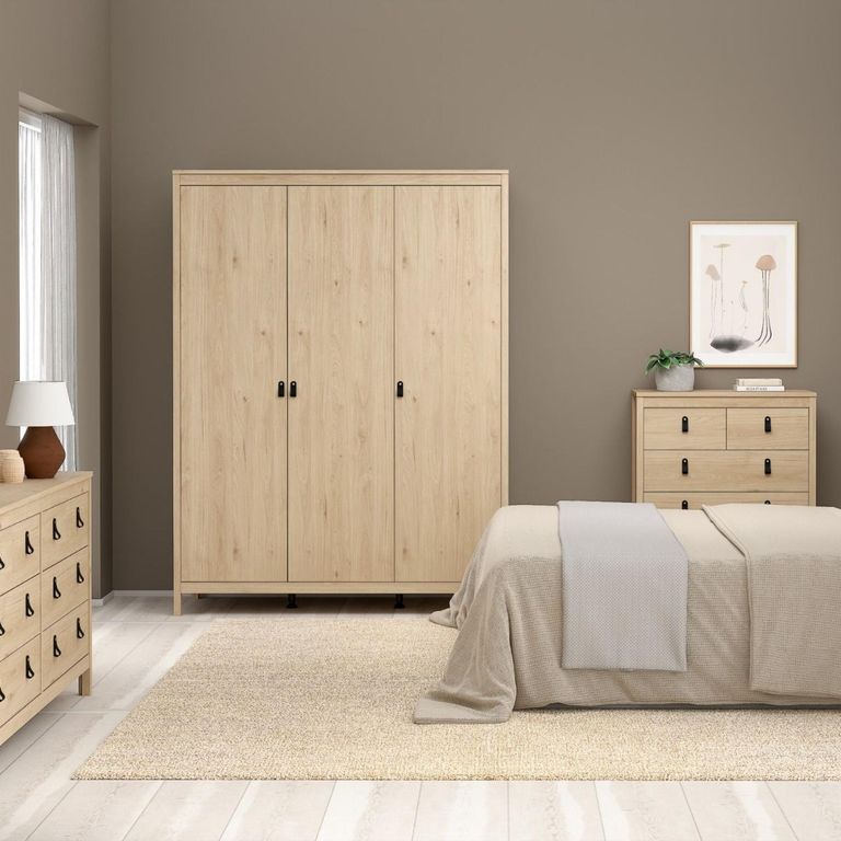 Barcelona Jackson Hickory Oak 3 Door Wardrobe
