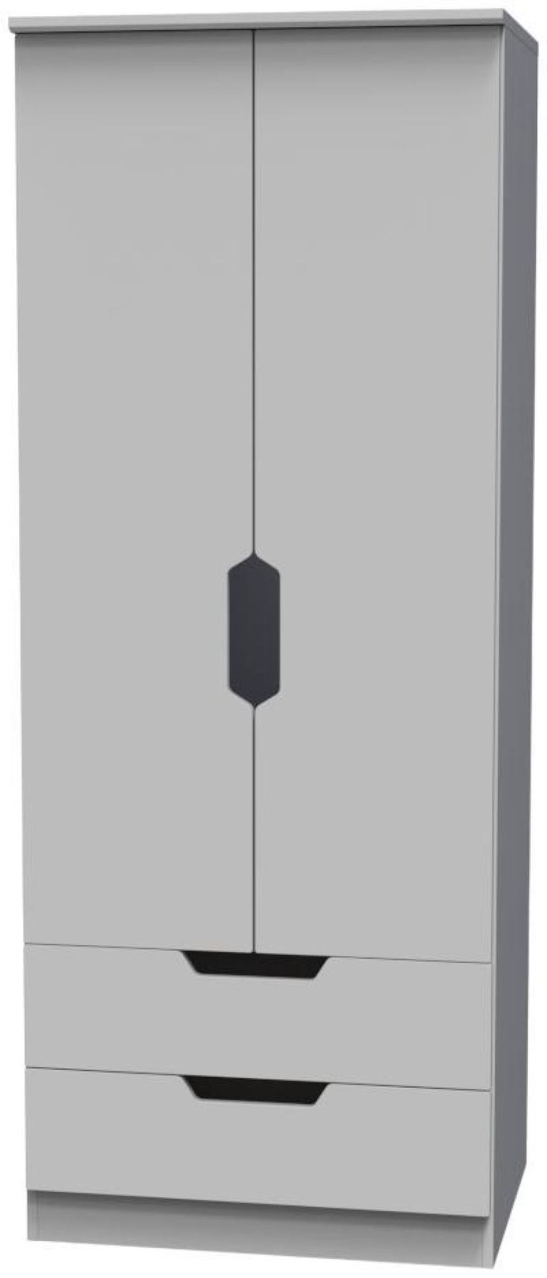 Bella Grey 2 Door 2 Drawer Double Wardrobe