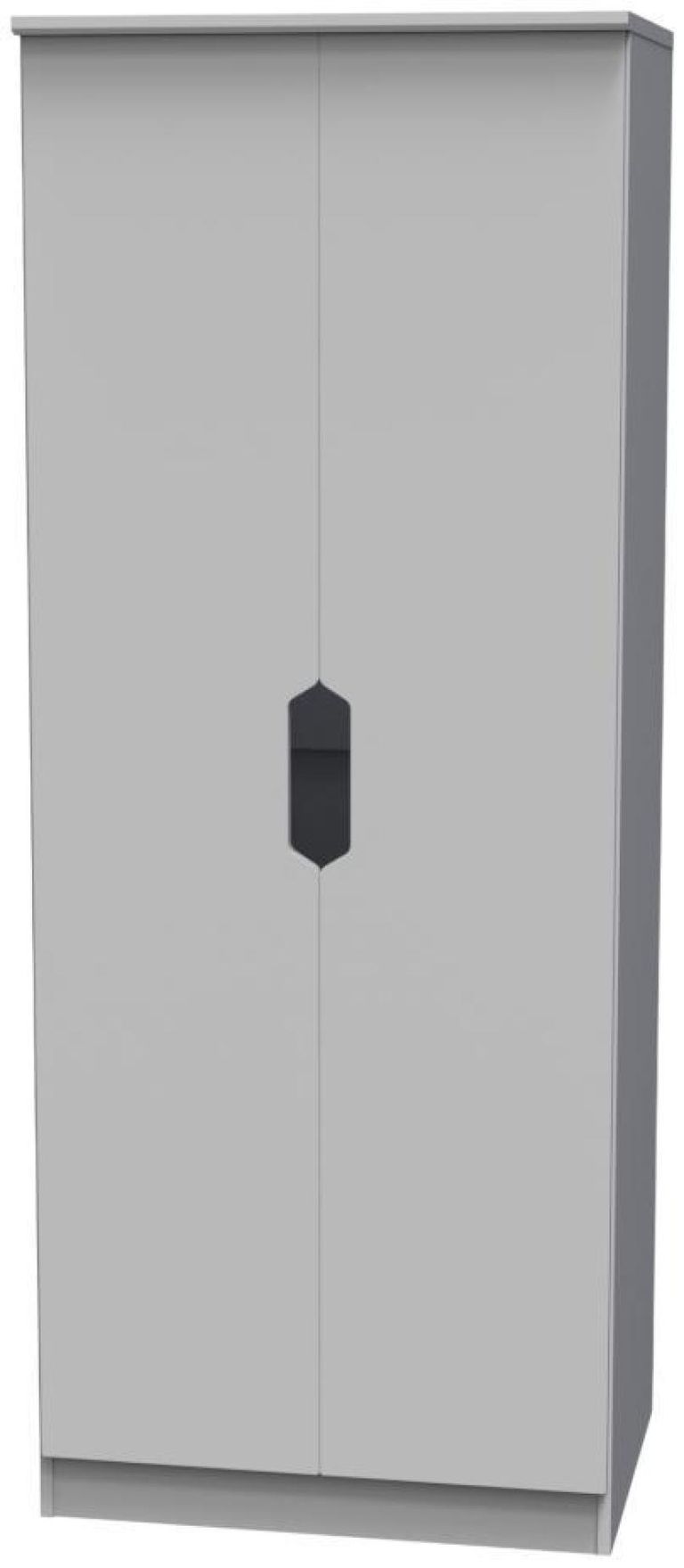 Bella Grey 2 Door Plain Tall Wardrobe
