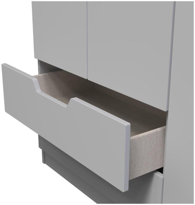 Bella Grey 3 Door Triple Wardrobe - LHF 2 Drawers