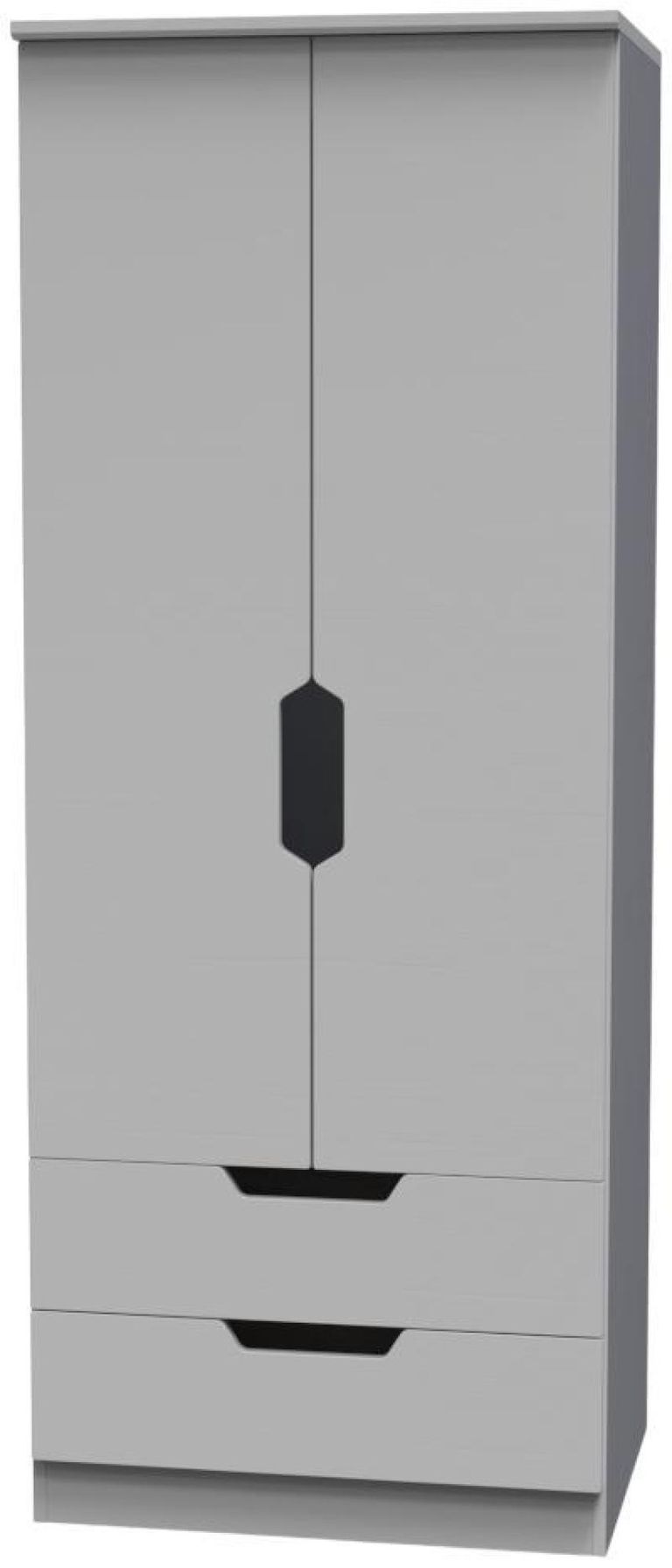 Bella Grey Ash 2 Door 2 Drawer Double Wardrobe