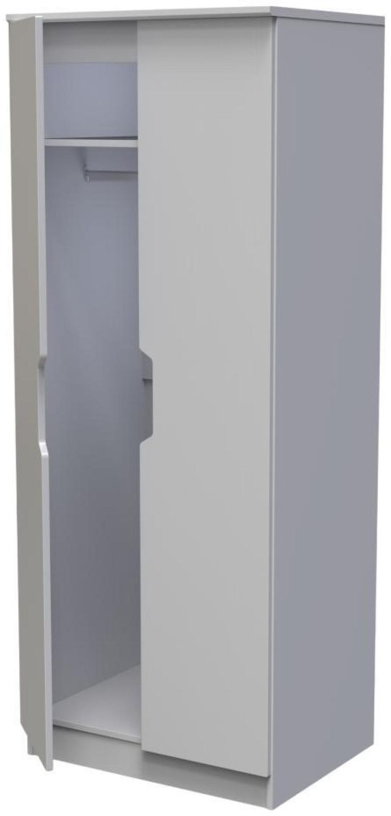 Bella Grey Ash 2 Door Plain Tall Wardrobe