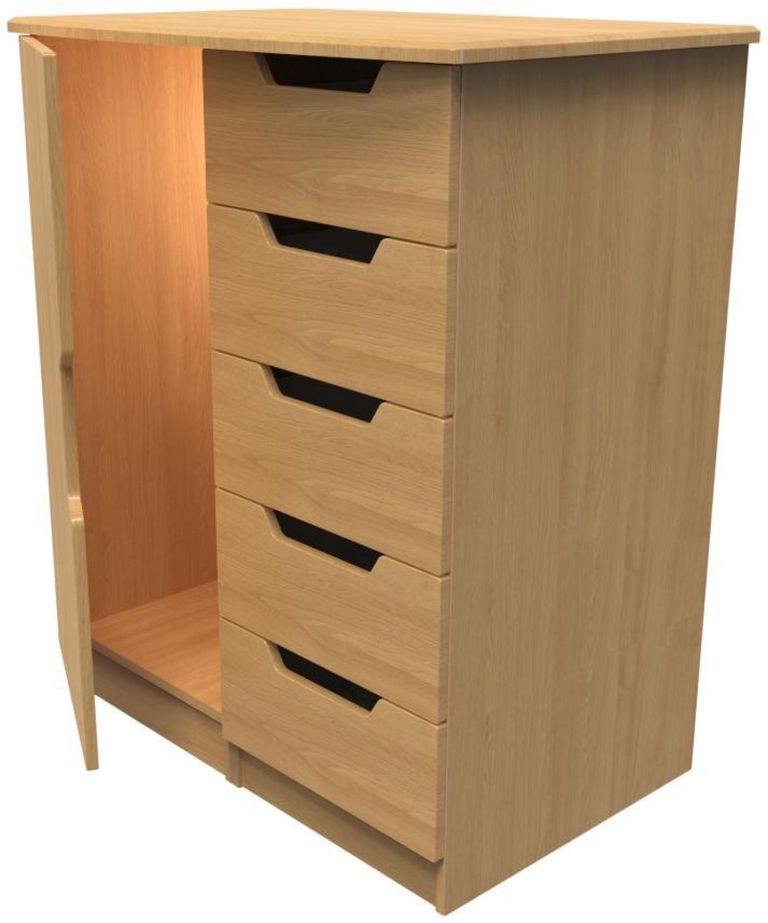 Bella Oak Effect 1 Door Midi Wardrobe