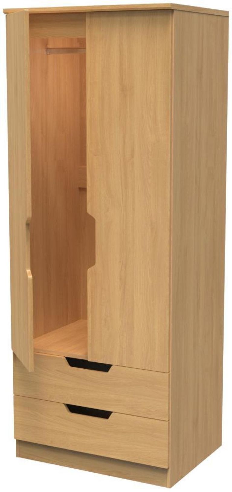 Bella Oak Effect 2 Door 2 Drawer Double Wardrobe