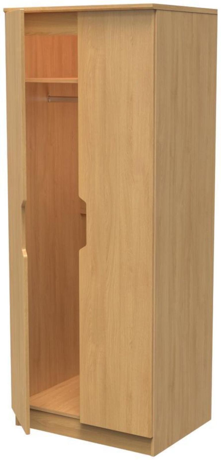 Bella Oak Effect 2 Door Plain Tall Wardrobe